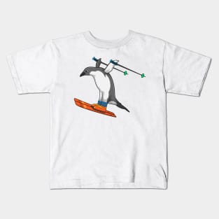 Penguin as Ski jumper with Ski Kids T-Shirt